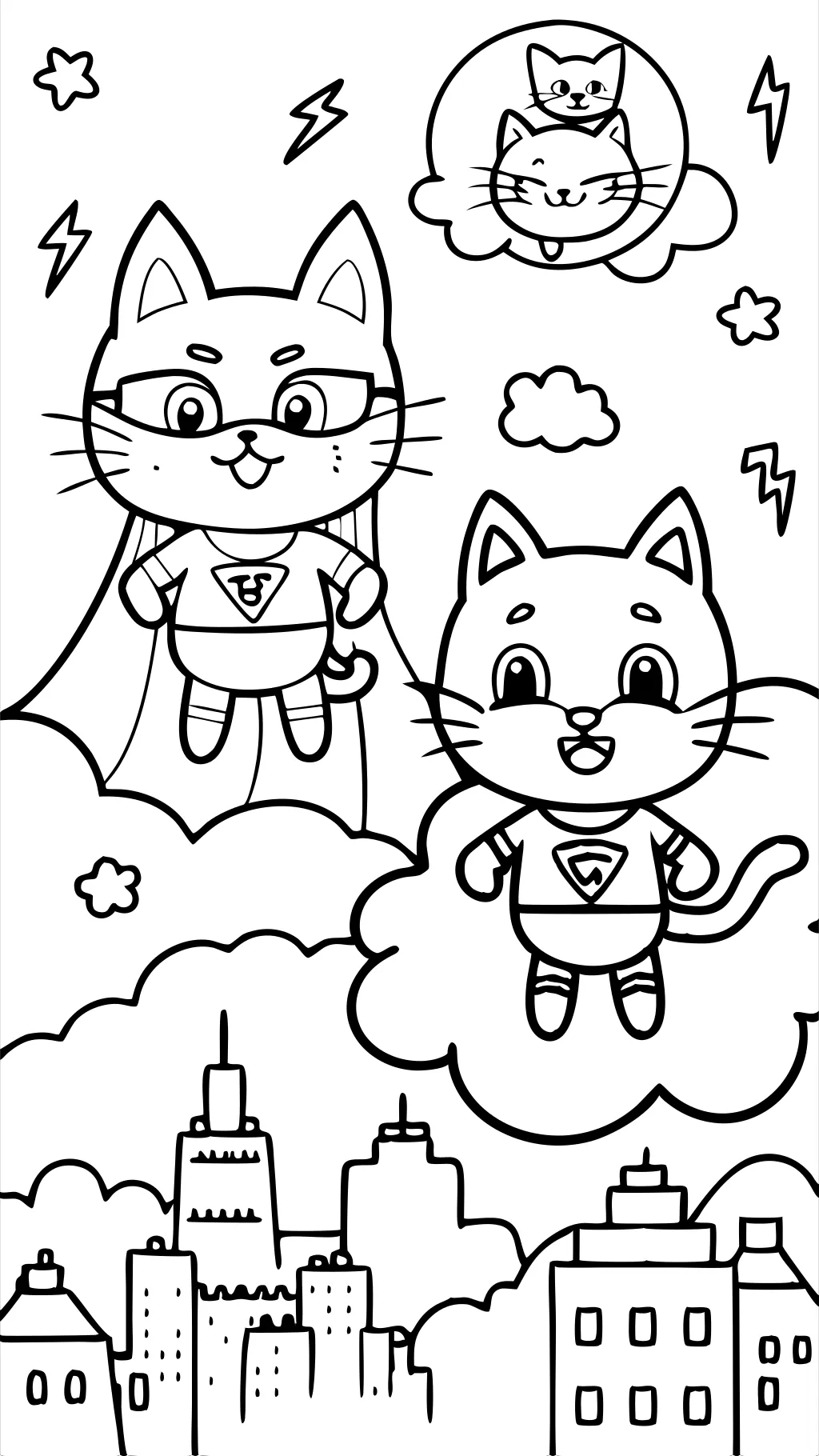 Super Kitties Páginas para colorear Impresión gratis